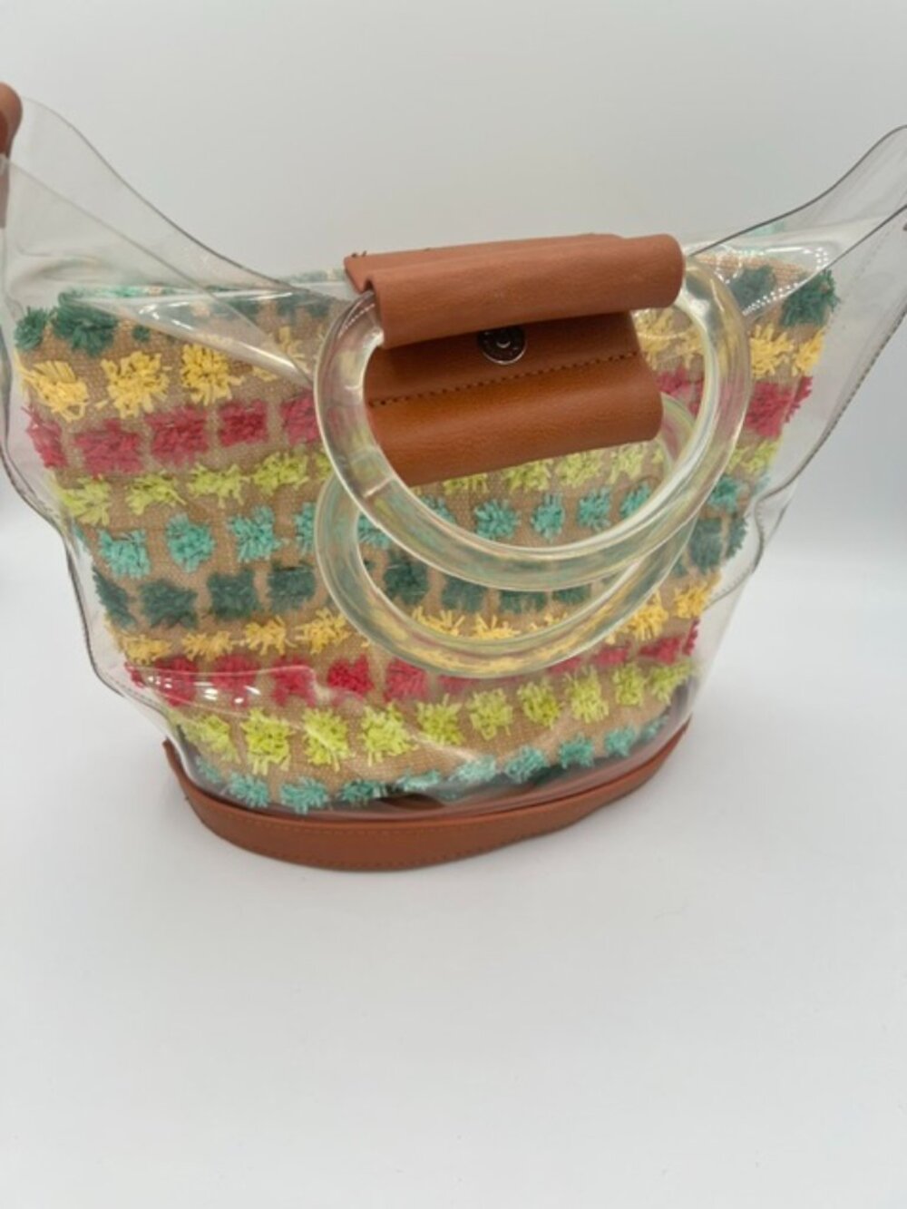 Trouvé Clear PVC Multicolor Embroidered Bucket Tote Bag